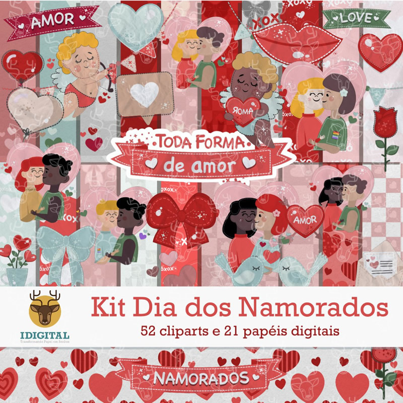 Kit Digital Dia dos namorados em Png